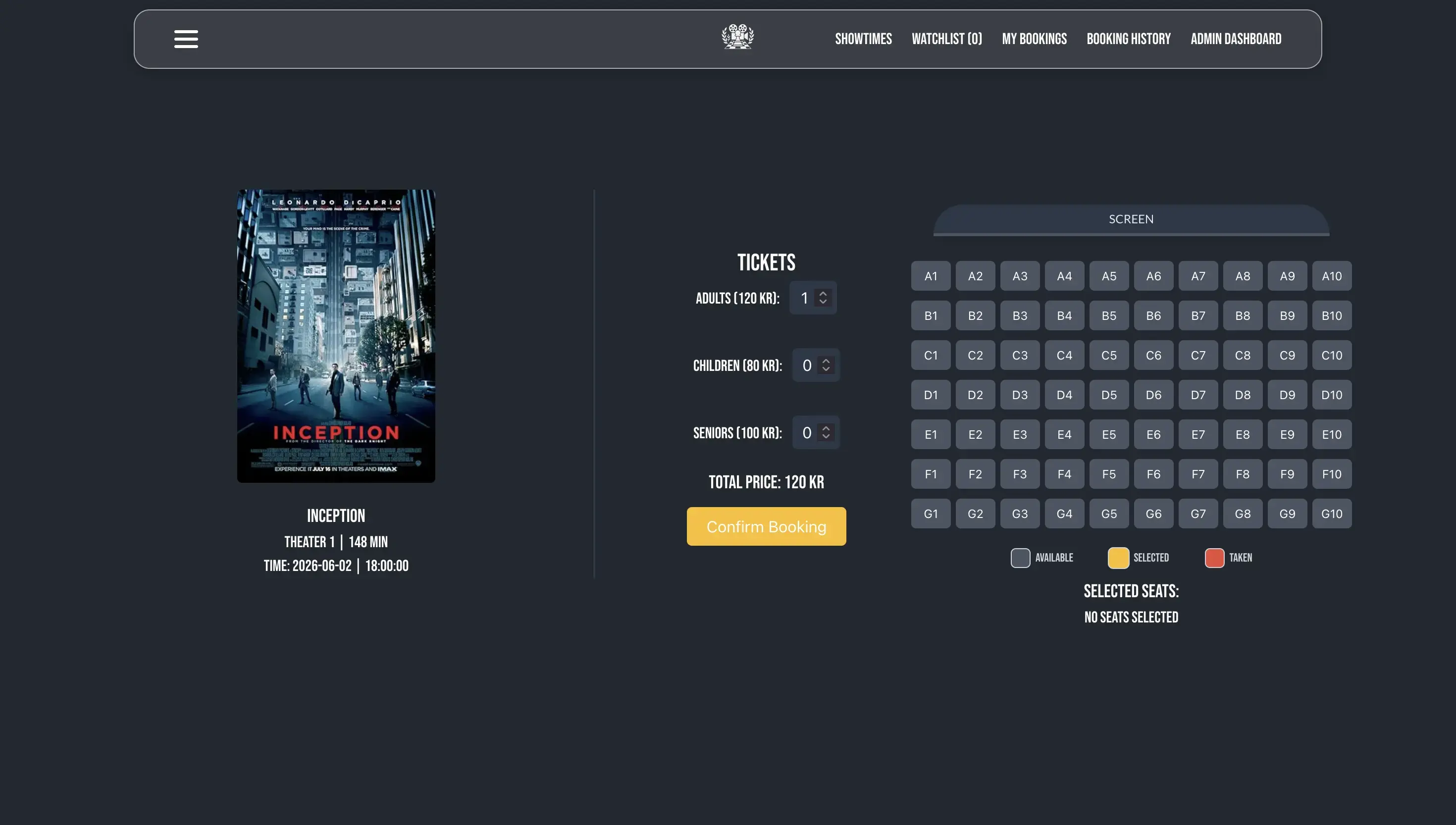 Cinema Booking — screenshot 3