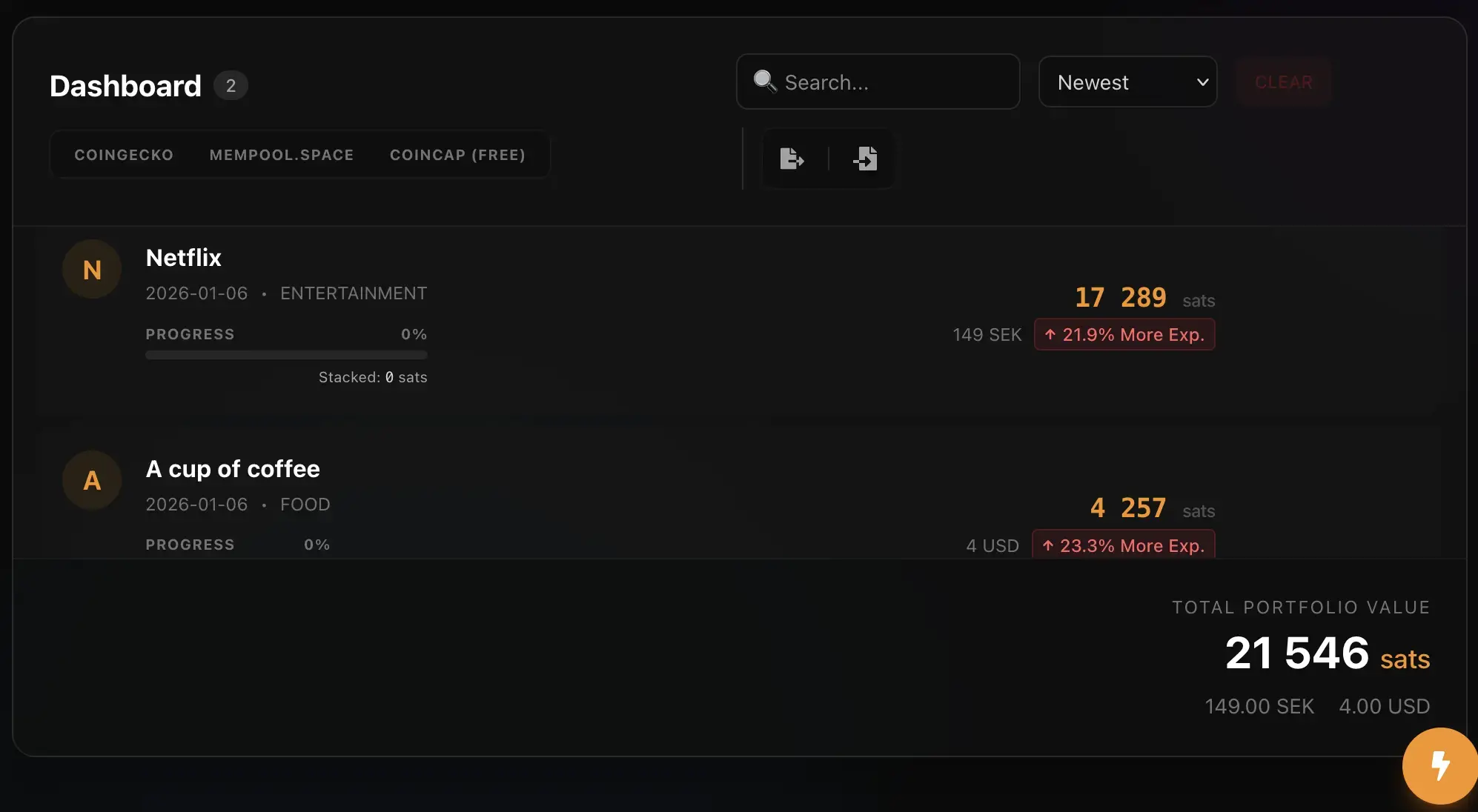 Satoshi Standard screenshot