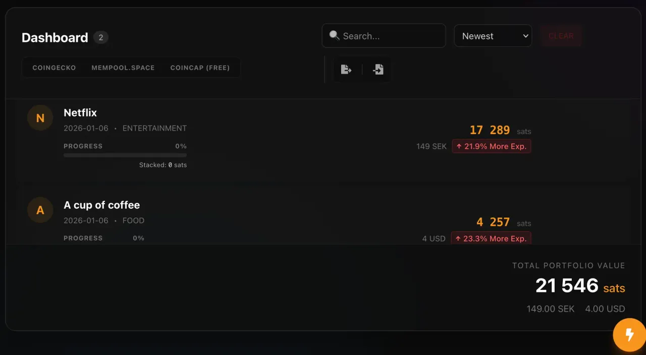 Satoshi Standard, screenshot